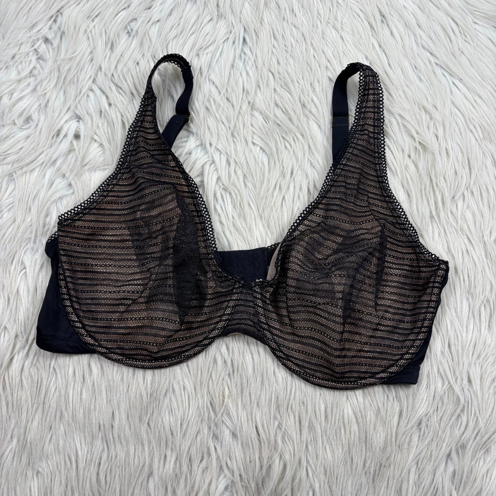 Natori Women's 36DD Revive Full‎ Fit Underwire Bra Black Nude Mesh Stripe
